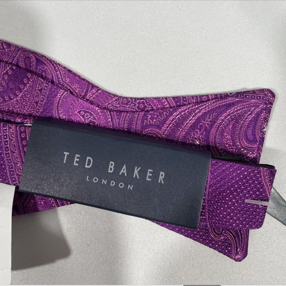 NWT $80‎ Ted Baker London [ MEN ] Preakness Paisley Silk Bow Tie in Berry Purple - Picture 5 of 9